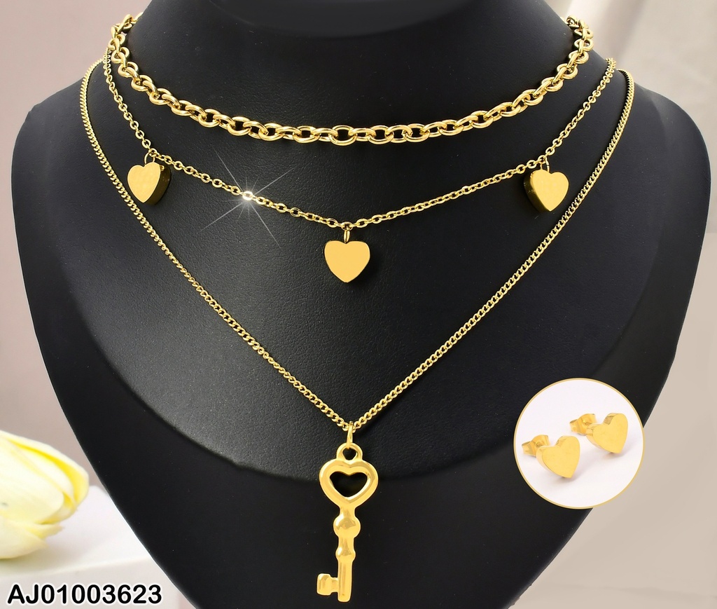 JUEGO TRIPLE CAD.PLACAS CORAZÓN /BARRA HORIZ/CORAZONES