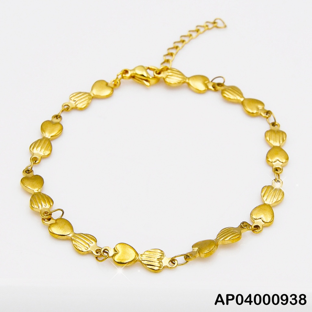 PULSERA CORAZÓN LISO/RAYADO JUNTOS X PUNTAS