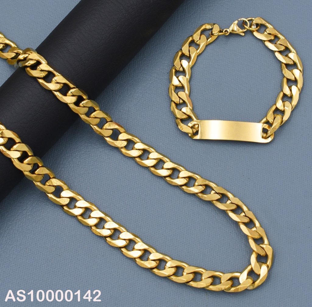 SET DE CADENA/PULSERA CON PLACA 3.0NK P5057 ESLABONES UNIF.
