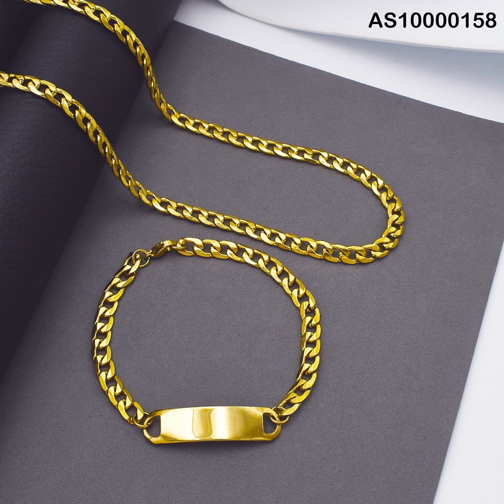 SET CADENA/PULSERA 21.5CM C/PLACA ESLAB.UNIF.1.6NK