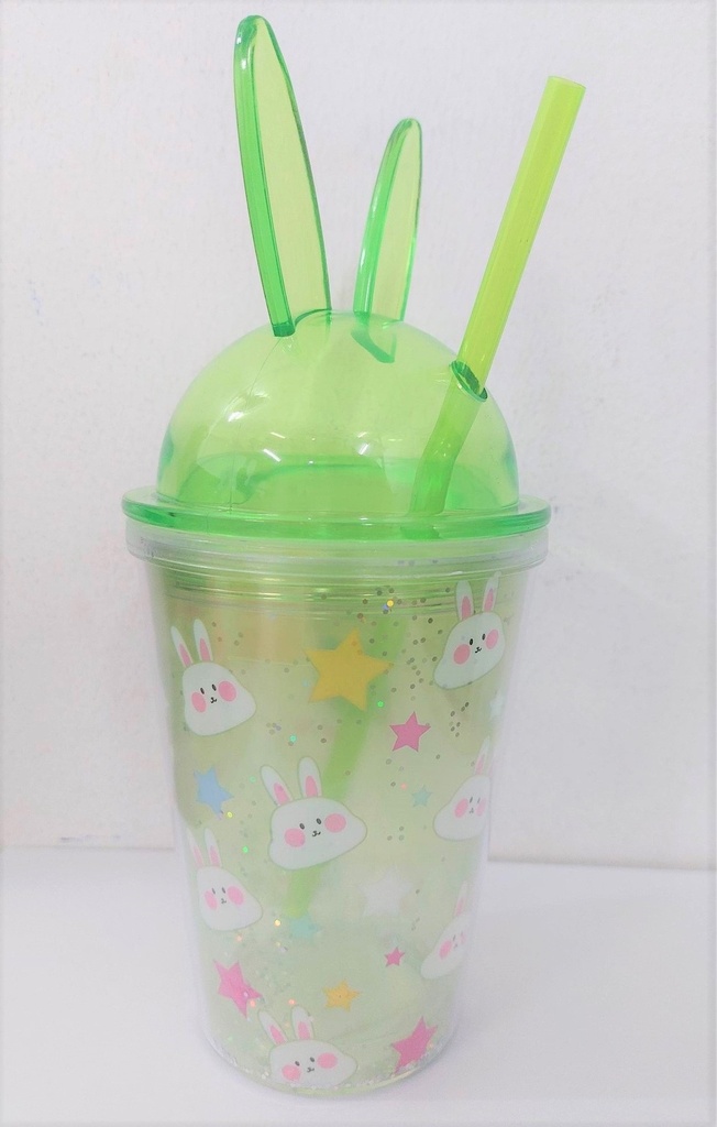 VASO TRANSPARENTE C/ OREJAS Y PAJILLA MOD. JL35014