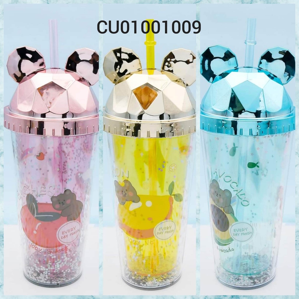 VASO TRANSPARENTE C/ OREJAS Y PAJILLA MOD. ZSB-020599
