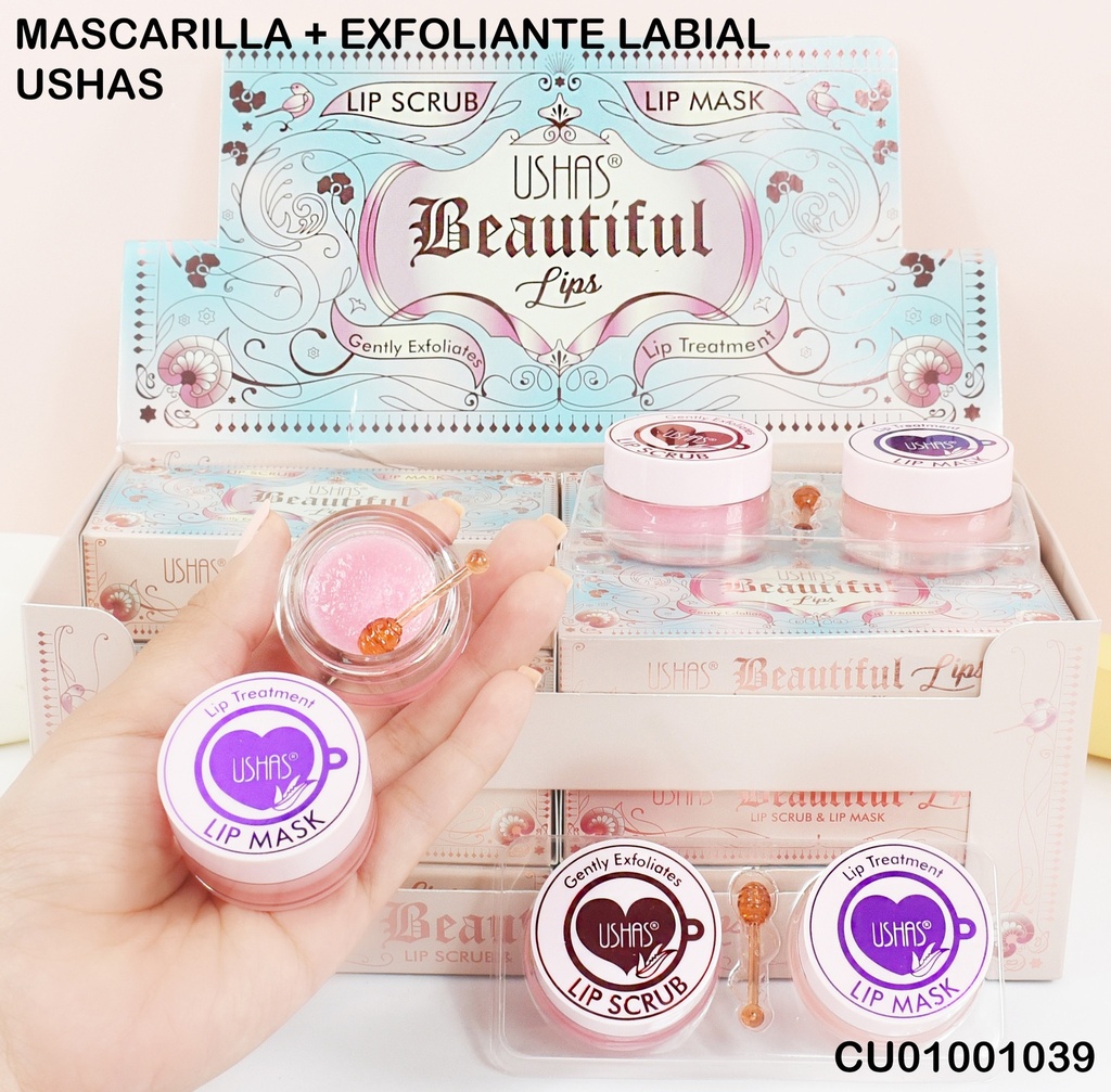 DÚO EXFOLIANTE/BÁLSAMO BEAUTIFUL LIPS USHAS CS423