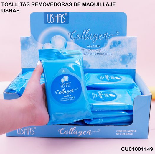 PAQUETE 10 TOALLAS DESMAQUILLANTES COLLAGEN USHAS WP014
