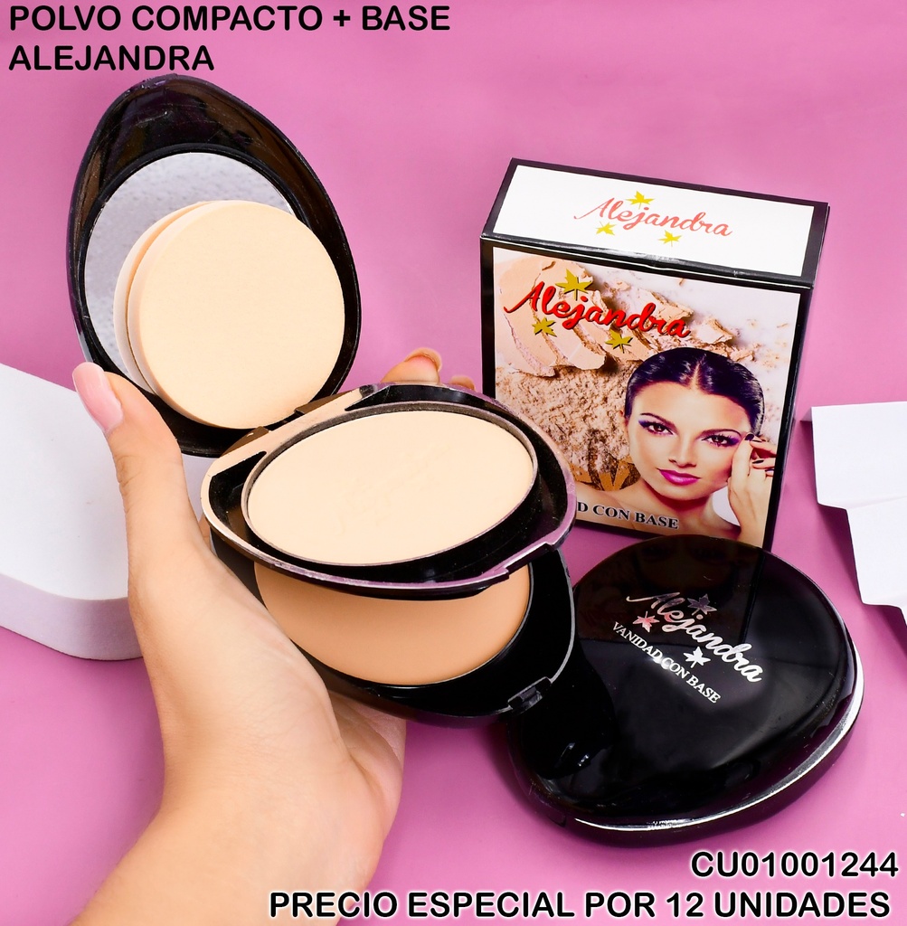 POLVO COMPACTO+BASE ALEJANDRA NO.9162 12G (NEGRO)