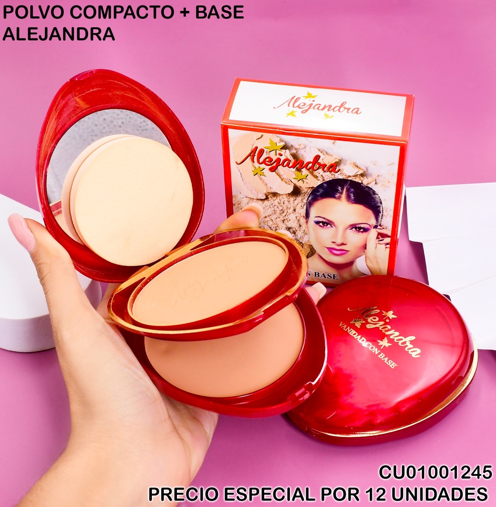 POLVO COMPACTO+BASE ALEJANDRA NO.9162 12G (ROJO)