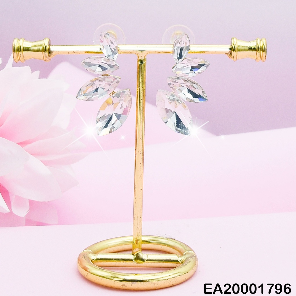 ARETES 4 HOJAS DE ZIRCONIAS ROJAS