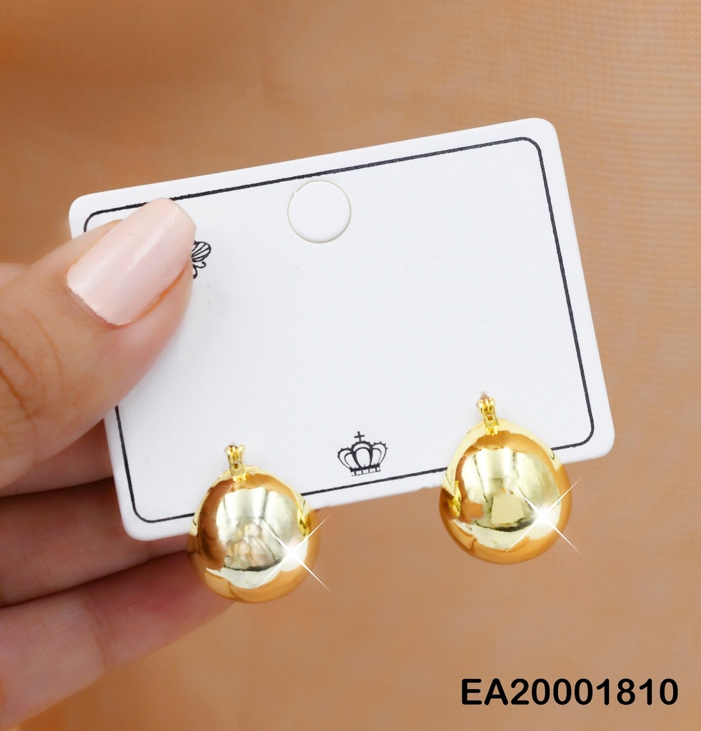 ARETES PELOTA DORADA HUECA DE PRENSAR