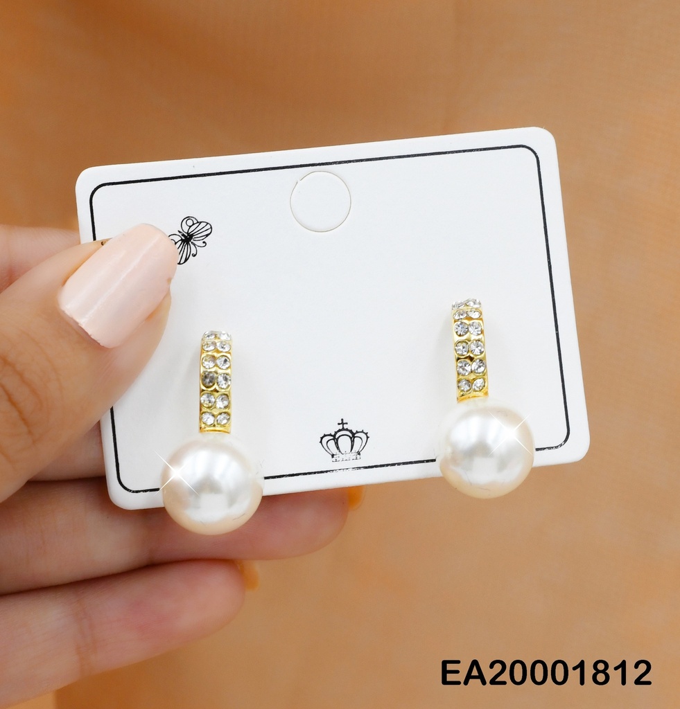 ARETES MEDIO ARO ZIRCONIAS C/PERLA COLGANTE