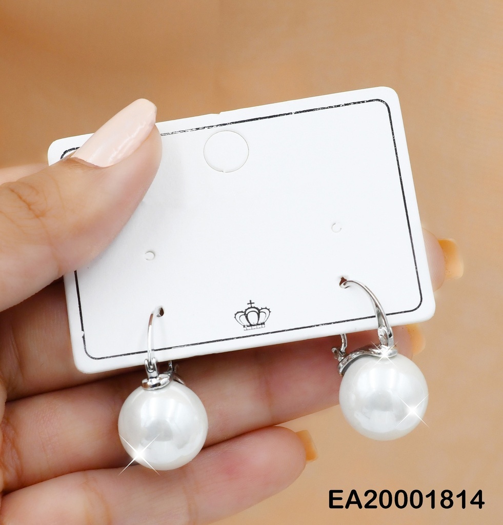 ARETES PLATEADOS  DE PRENSAR PERLA COLGANTE