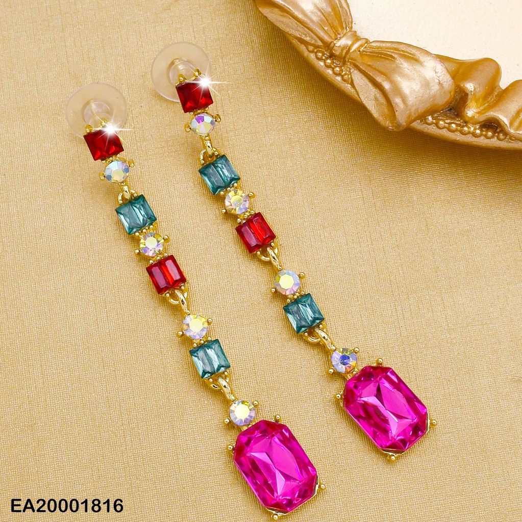 ARETES COLGAR ZIRCONIAS RECT. VERT.COL.VARIOS