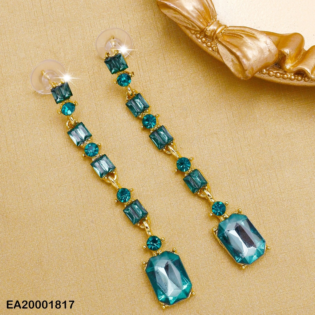 ARETES COLGAR ZIRCONIAS VERDES RECTÁNGULOS VERT.