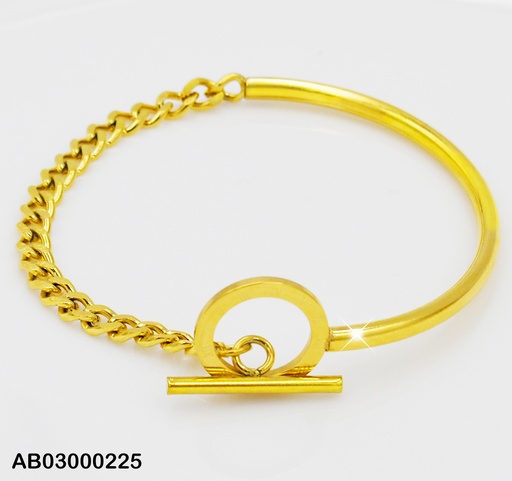 [AB03000225] BRAZALETE MITAD RÍGIDO/CADENA MARTILLADA