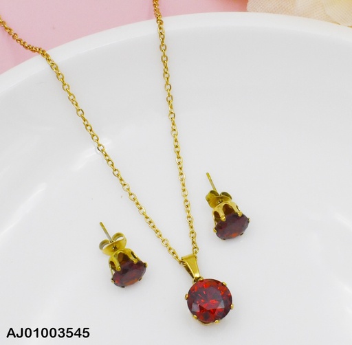[AJ01003545] JUEGO ZIRCONIA RD. ROJO VINO