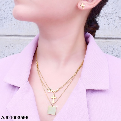 [AJ01003596] JUEGO CRUCES TRIPLE DIJES:"LOVE"/🟨/CRUZ LISA ANCHA (P.E.NOV2025)