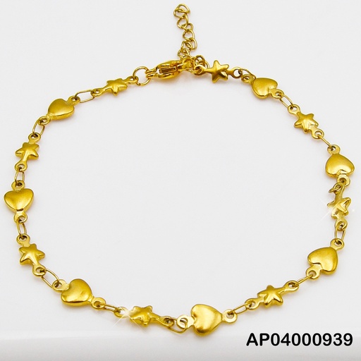 [AP04000939] PULSERA CORAZONES/ESTRELLAS ALTERNADOS