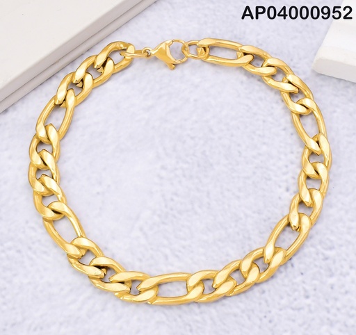 [AP04000952] PULSERA MARTILLADA ESLABONES ⚪⚪⚪/ALARGADO 2.5NK 22.50CM