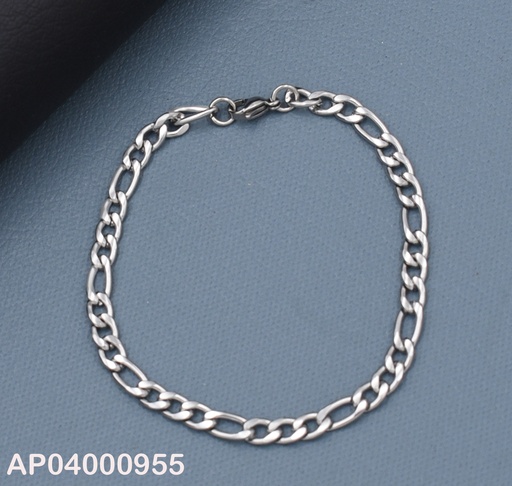 [AP04000955] PULSERA PLATEADA ESLAB.⚪⚪⚪/ALARGADO 21.50CM 1.4NK