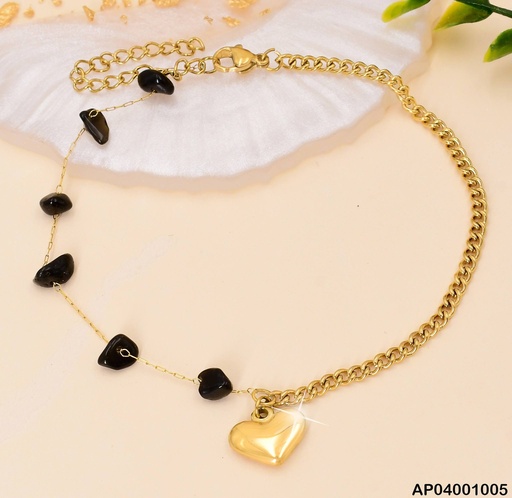 [AP04001005] PULSERA MITAD CADENA/PIEDRAS DIJE CORAZÓN INF,