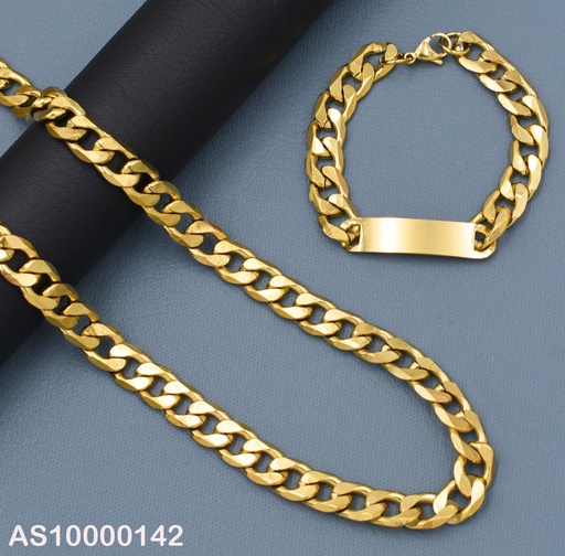[AS10000142] SET DE CADENA/PULSERA CON PLACA 3.0NK P5057 ESLABONES UNIF.