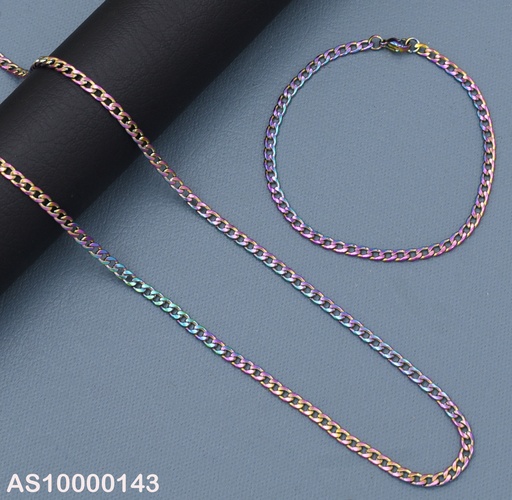 [AS10000143] SET TORNASOL MARTILLADA CADENA/PULSERA 22CM 1.0NK ESLAB.UNIF