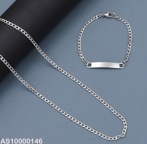 [AS10000146] SET PLAT.CADENA-PULSERA C/PLACA ESLAB UNIF 0.8NK F3882