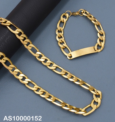 [AS10000152] SET ANCHO PULSERA/CADENA C/PLACA P5058 3.0NK