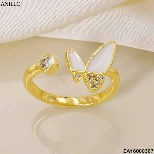 [EA16000367] ANILLO AJUSTBLE MARIPOSA NÁCAR/ZIRCONIA RD F4239-547
