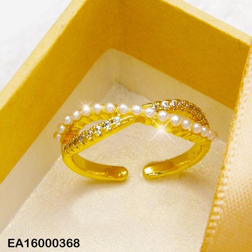 [EA16000368] ANILLO AJUSTABLE LÍNEA PERLA ENTRELAZADA ZIRC