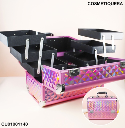 [CU01001140] COSMETIQUERA GRANDE ROMBOS GRABADOS ADH-105CL