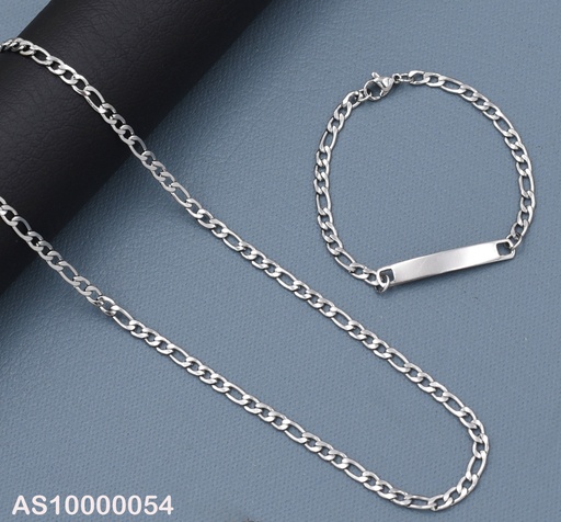 [AS10000054] SET CADENA/PULSERA(17CM) PLATEADA ⚪⚪⚪/ALARGADO 1.0NK