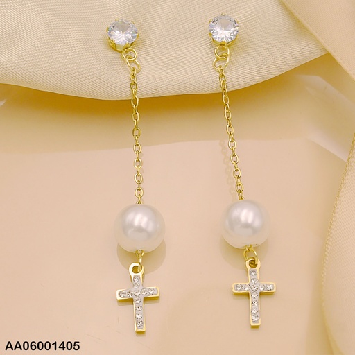 [AA06001405] ARETES LARGOS ZIRC/PERLA/CRUZ DE ZIRCONIAS