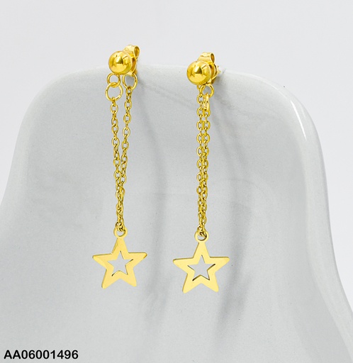 [AA06001496] ARETES LARGOS DOBLE CADENA COLGANTE CROQUI ANCHO ESTRELLA