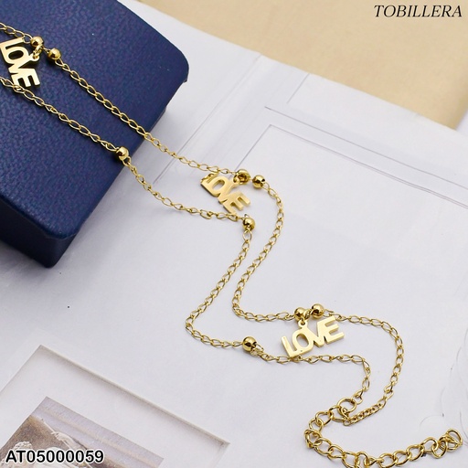 [AT05000059] TOBILLERA DOBLE "LOVE"