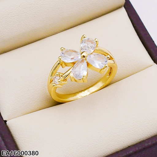 [EA16000380] ANILLO FLOR 4 PETÁLOS ZIRCONIAS