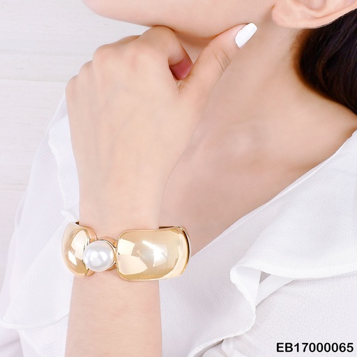 [EB17000065] BRAZALETE ANCHO CON PERLA GRANDE CENTRO