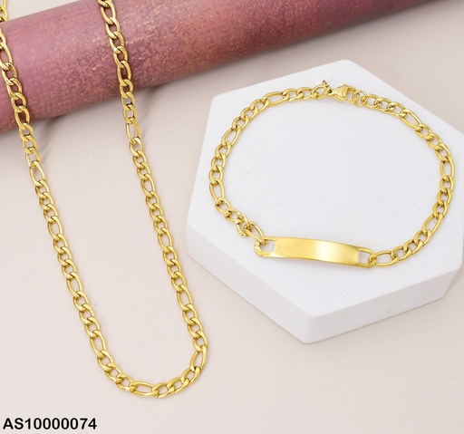 [AS10000074] SET CADENA/PULSERA ESLAB.⚪⚪⚪/ALARGADO 1.2NK