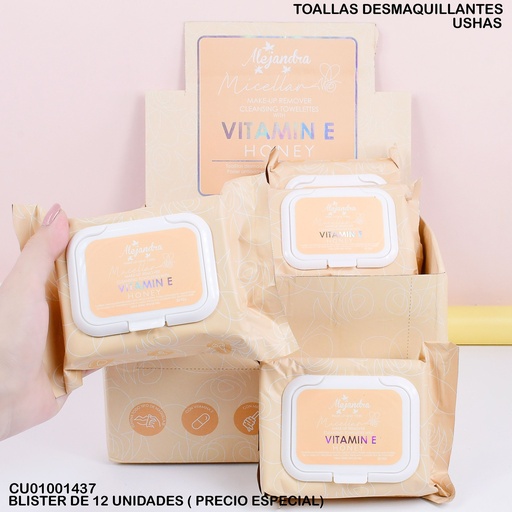 [CU01001437] TOALLAS DESMAQUILLANTES ALEJANDRA VIT"E"/HONEY C129