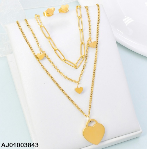 [AJ01003843] JUEGO CORAZONES ANCHOS TRIPLE CADENAS