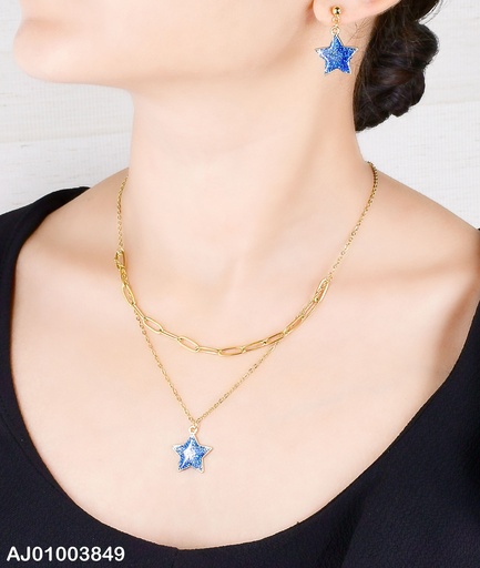 [AJ01003849] JUEGO ESTRELLAS AZULES,ARETES COLGAR DOBLE CAD. (P.E.NOV2025)