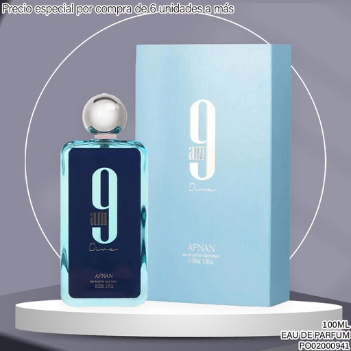 [PO02000941] PERFUME 9AM DIVE AFNAN EDP 100ML (CELESTE)