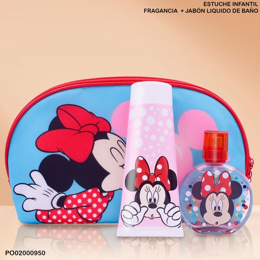 [PO02000950] ESTUCHE 2 PCS MINNIE MOUSE GEL DUCHA/PERFUME C/COSMETIQUERA