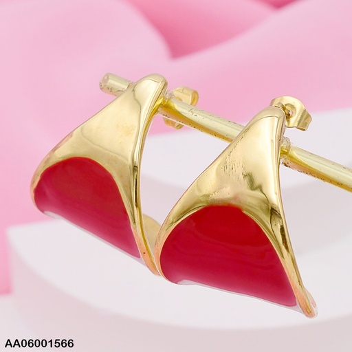[AA06001566] ARETES "J" DORADO C/ROJO