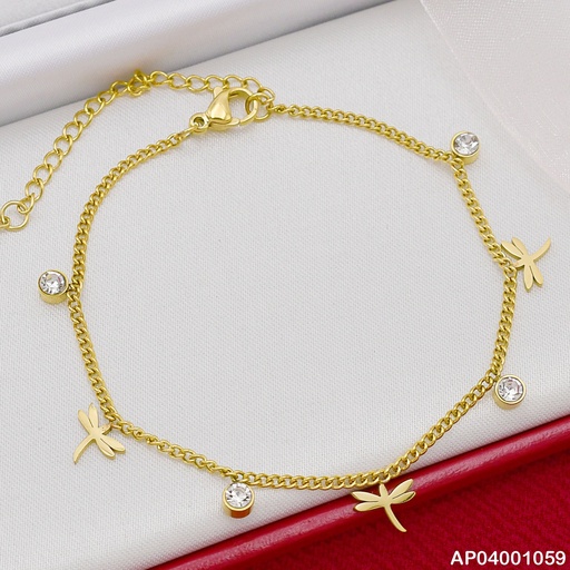 [AP04001059] PULSERA FINA COLGANTES:LIBÉLULA/ZIRC.RD 072900
