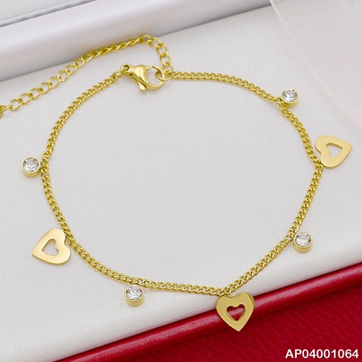 [AP04001064] PULSERA FINA COLGANTES:CROQUI ANCHO💛/ZIRC.RD 072903