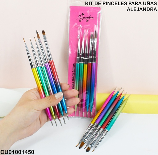 [CU01001450] KIT DE PINCELES PARA UÑAS ALEJANDRA 5 PIEZAS RCB0023