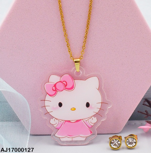 [AJ17000127] JUEGO ACERO HELLO KITTY VESTIDO ROSA