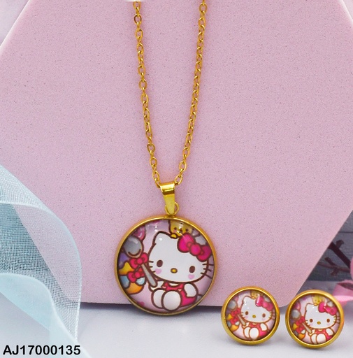[AJ17000135] JUEGO HELLO KITY VESTIDO ROSADO CON SONAJA 073211