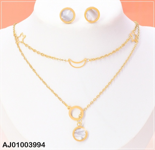 [AJ01003994] JUEGO CADENA DOBLE DIJE ESTRELLAS/LUNAS/CIRCULOS  071454 (P.E.NOV2025)