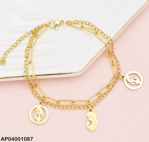 [AP04001087] PULSERAS CAD. DOBLE 3 DIJES  O MJER.ORANDO 073292-W163